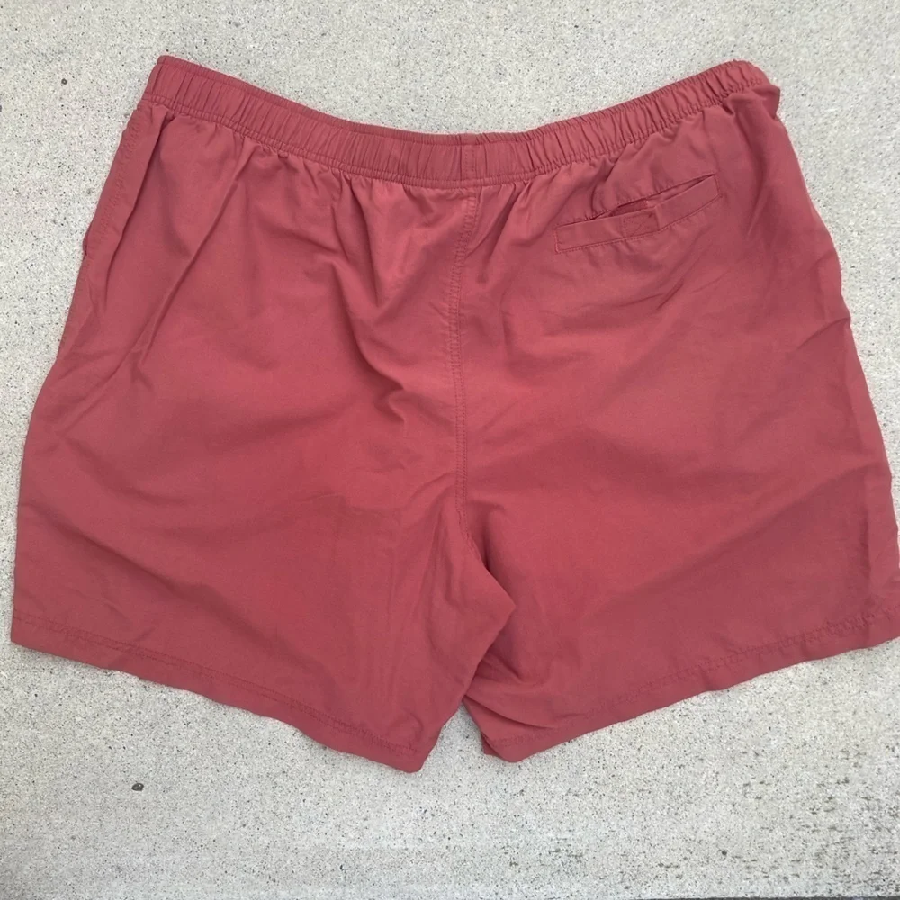 Men's LL Bean‎ Swim Trunks Rust Red Solid Logo NO TAGS Drawstring Gym Unlined